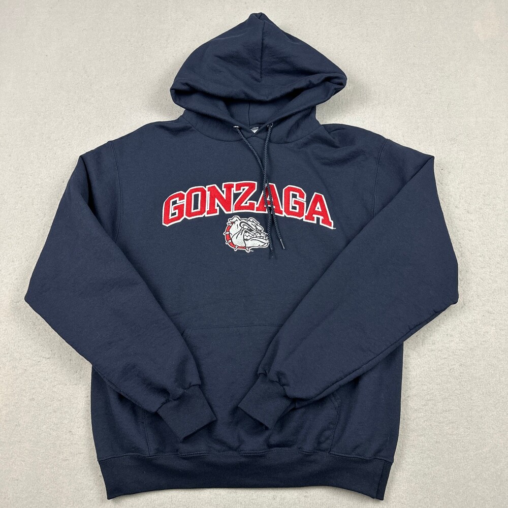 Gonzaga Bulldogs Hoodie Men Medium Blue Red Solid Pullover Sweatshirt NCAA M